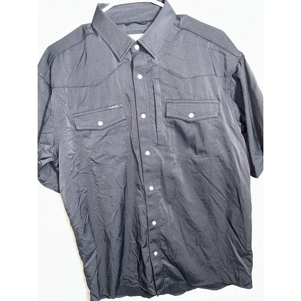 Poncho Shirt Mens Medium Regular Fit Pearl Snap Black - Picture 6 of 8